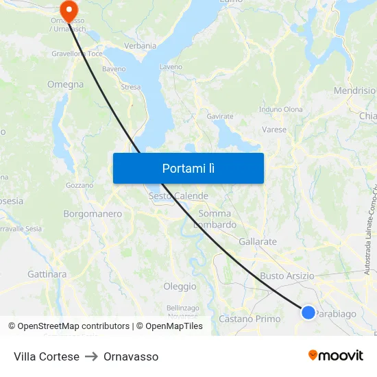 Villa Cortese to Ornavasso map