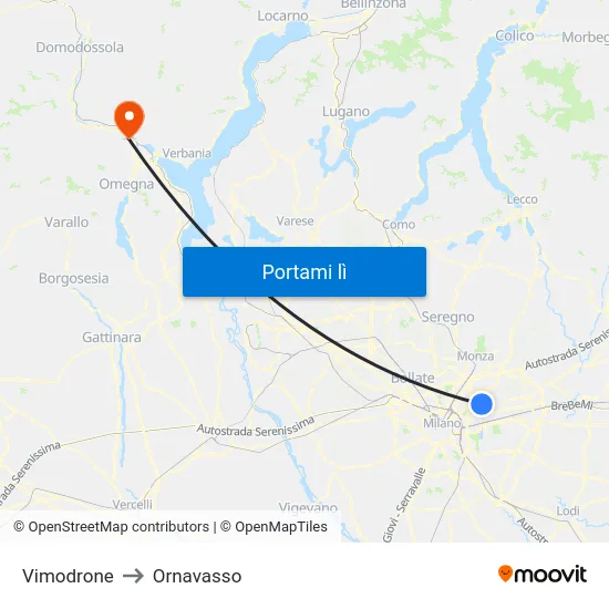 Vimodrone to Ornavasso map