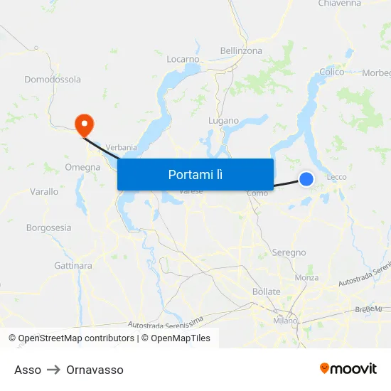 Asso to Ornavasso map