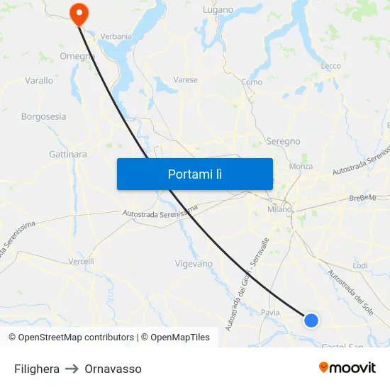 Filighera to Ornavasso map