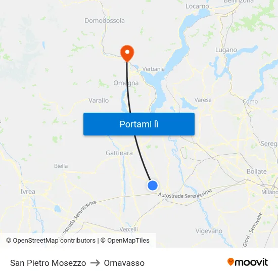 San Pietro Mosezzo to Ornavasso map