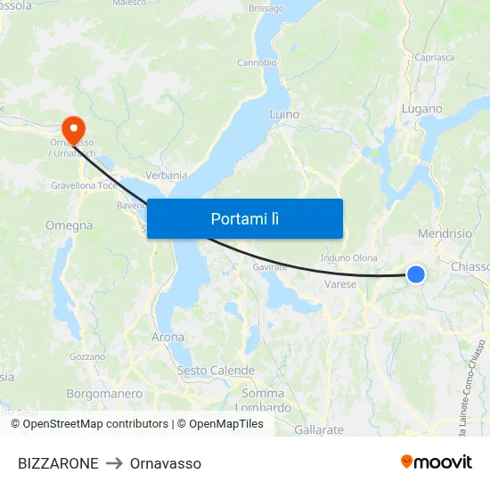 BIZZARONE to Ornavasso map