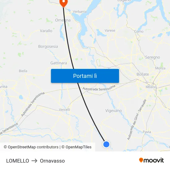 LOMELLO to Ornavasso map