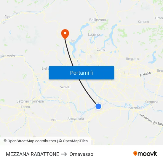 MEZZANA RABATTONE to Ornavasso map