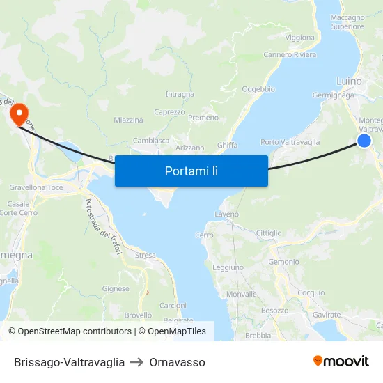 Brissago-Valtravaglia to Ornavasso map