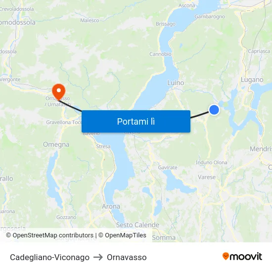 Cadegliano-Viconago to Ornavasso map