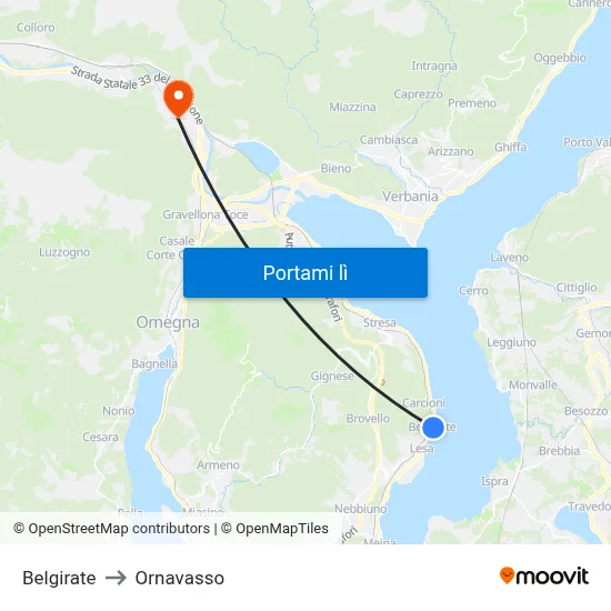 Belgirate to Ornavasso map