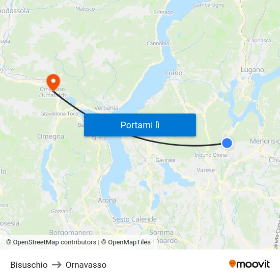 Bisuschio to Ornavasso map