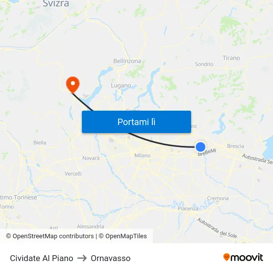Cividate Al Piano to Ornavasso map