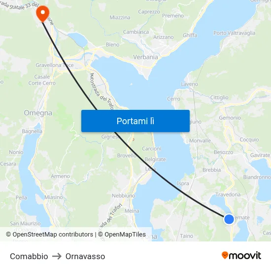 Comabbio to Ornavasso map