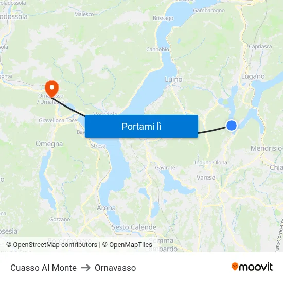 Cuasso Al Monte to Ornavasso map