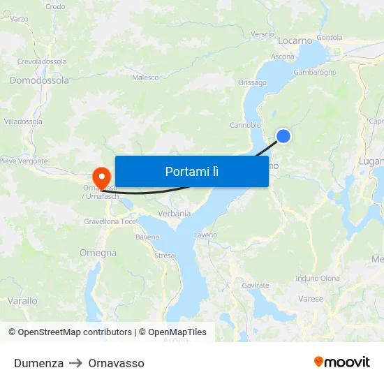 Dumenza to Ornavasso map