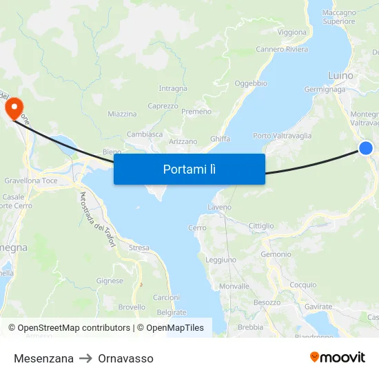 Mesenzana to Ornavasso map