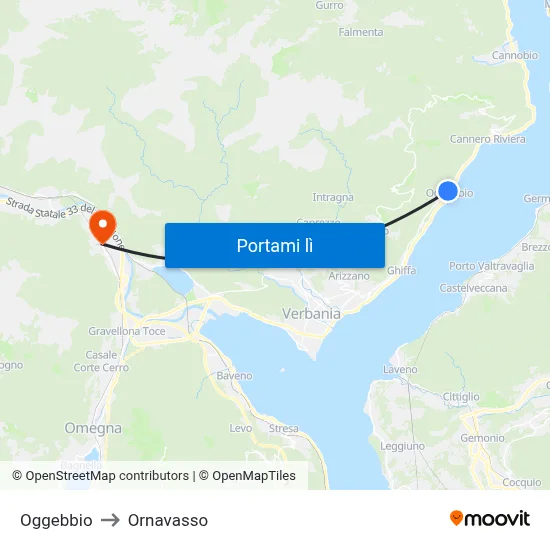 Oggebbio to Ornavasso map