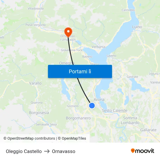Oleggio Castello to Ornavasso map
