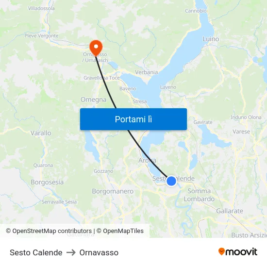 Sesto Calende to Ornavasso map