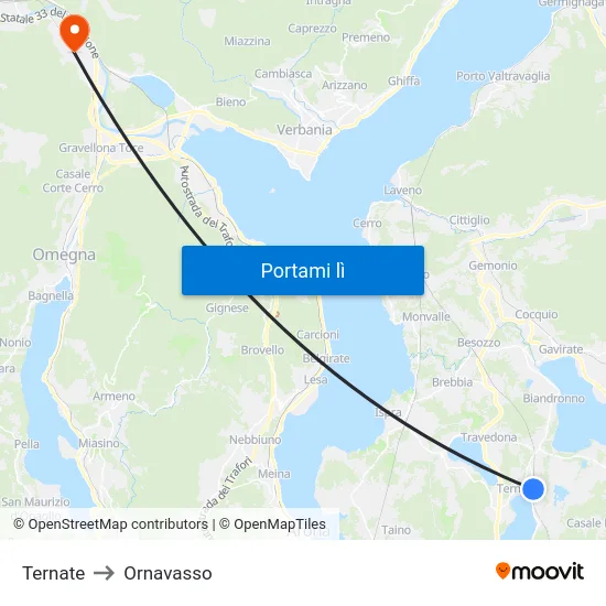 Ternate to Ornavasso map
