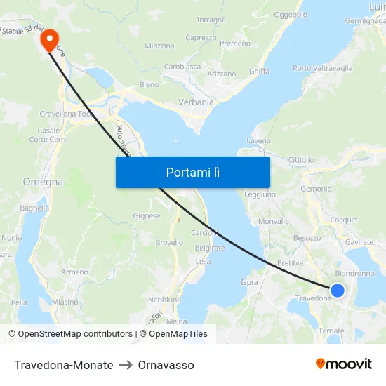 Travedona-Monate to Ornavasso map