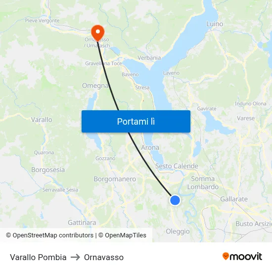 Varallo Pombia to Ornavasso map