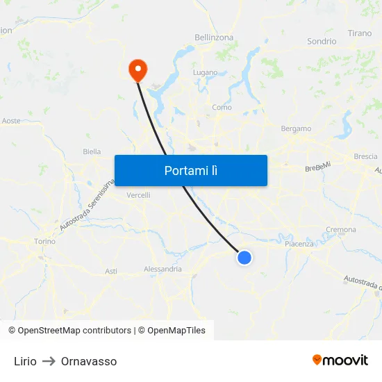 Lirio to Ornavasso map