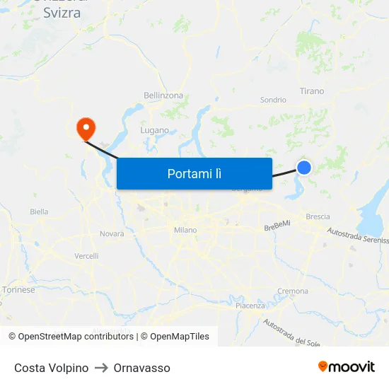 Costa Volpino to Ornavasso map