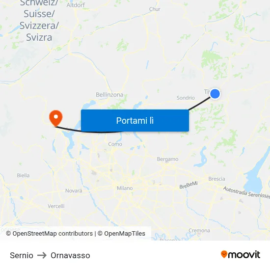 Sernio to Ornavasso map