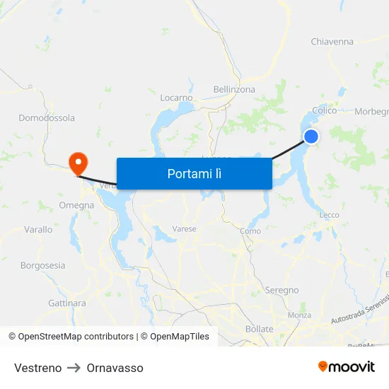 Vestreno to Ornavasso map