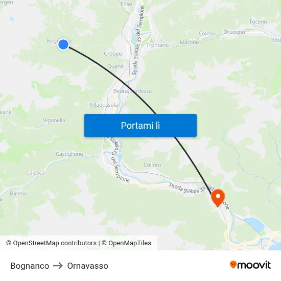 Bognanco to Ornavasso map