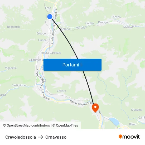 Crevoladossola to Ornavasso map