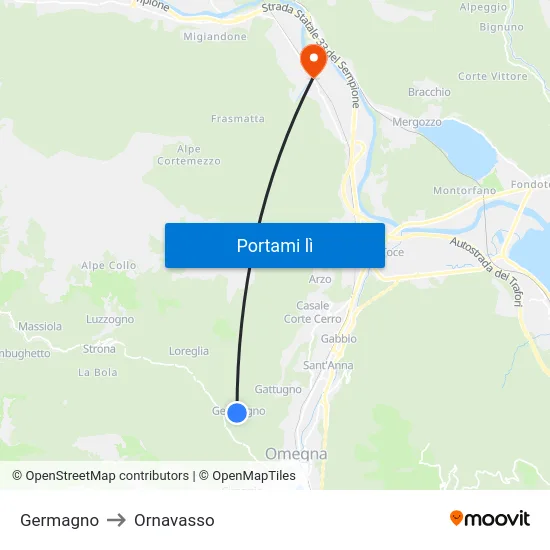 Germagno to Ornavasso map