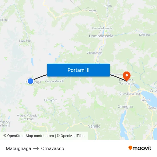 Macugnaga to Ornavasso map