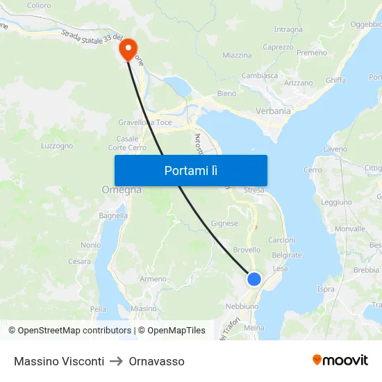 Massino Visconti to Ornavasso map