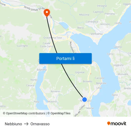 Nebbiuno to Ornavasso map