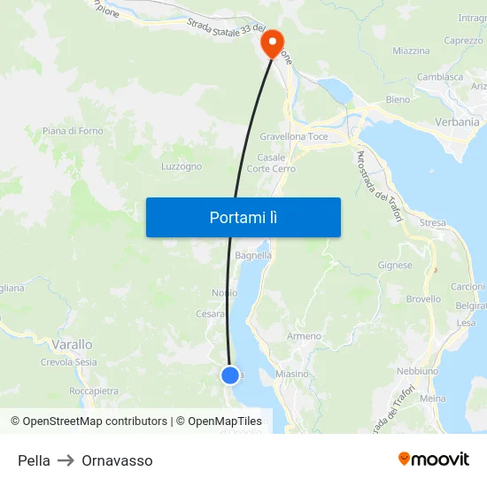 Pella to Ornavasso map