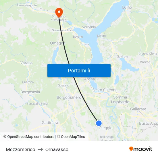 Mezzomerico to Ornavasso map