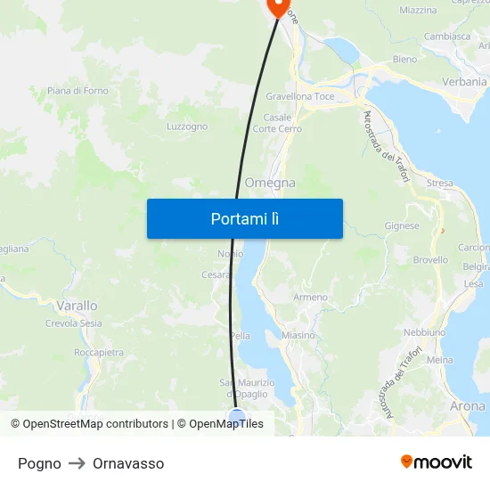 Pogno to Ornavasso map