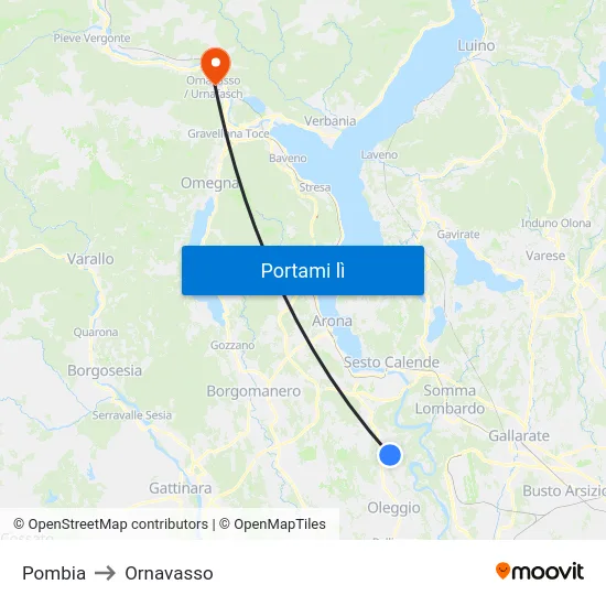 Pombia to Ornavasso map