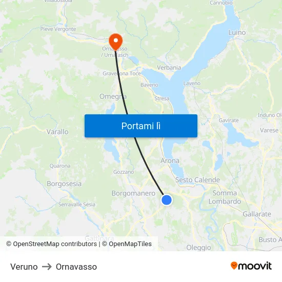 Veruno to Ornavasso map