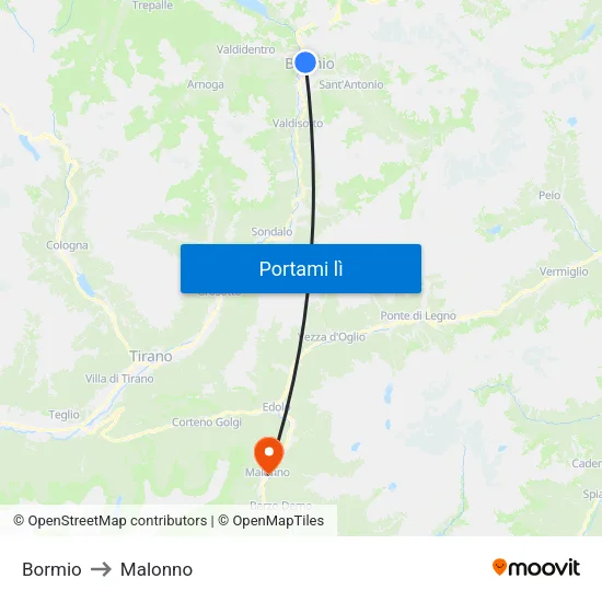 Bormio to Malonno map