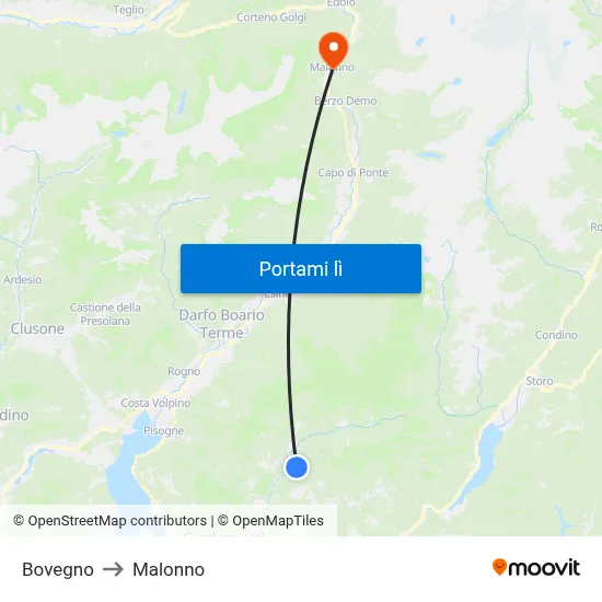 Bovegno to Malonno map