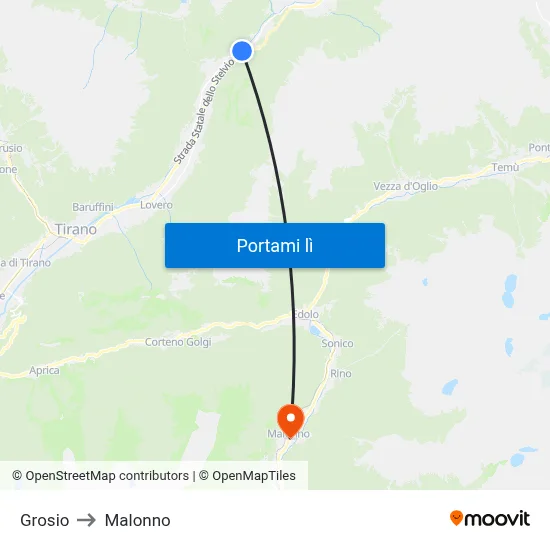 Grosio to Malonno map
