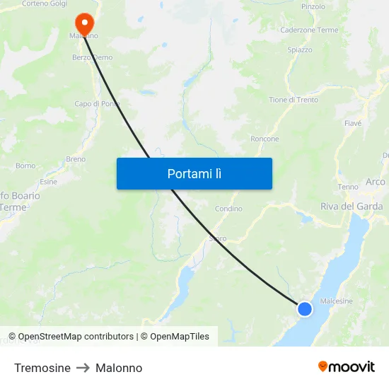 Tremosine to Malonno map