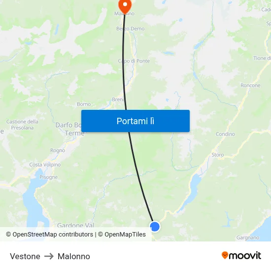 Vestone to Malonno map