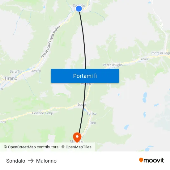 Sondalo to Malonno map