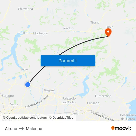 Airuno to Malonno map