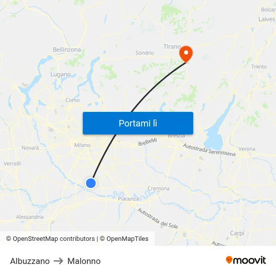 Albuzzano to Malonno map