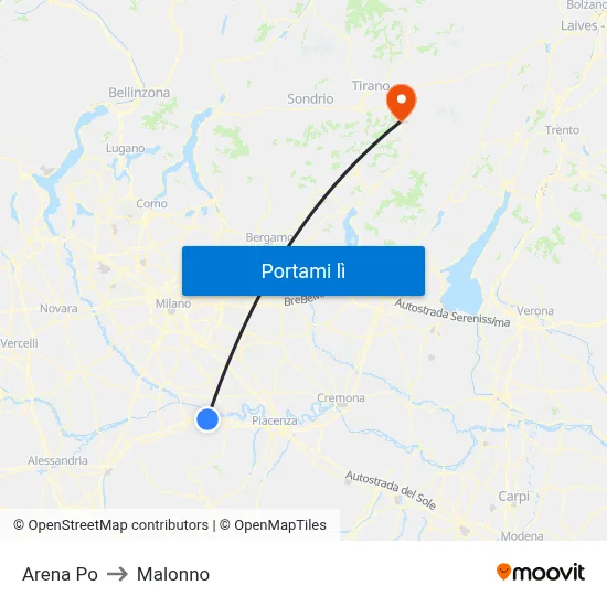 Arena Po to Malonno map