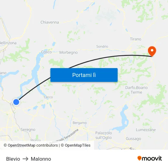 Blevio to Malonno map