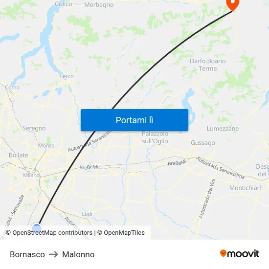 Bornasco to Malonno map
