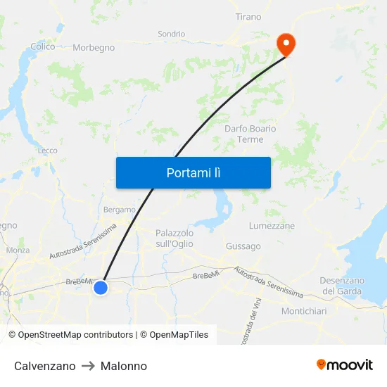 Calvenzano to Malonno map